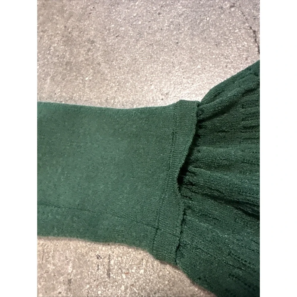 STAUD Dress Green Sz S Marylebone Puff Sleeve Sally Wu Prolo SAMPLE Cozy Sweater - Picture 13 of 13